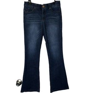 Democracy Ab Solution Boot Cut Jeans Wmns Sz 8 Blue Embroidered Pockets Whisker